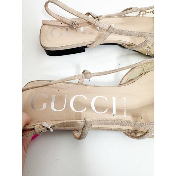 GUCCI Demi Crystal GG Slingback Ballerina Flats size 39 - Picture 7 of 12